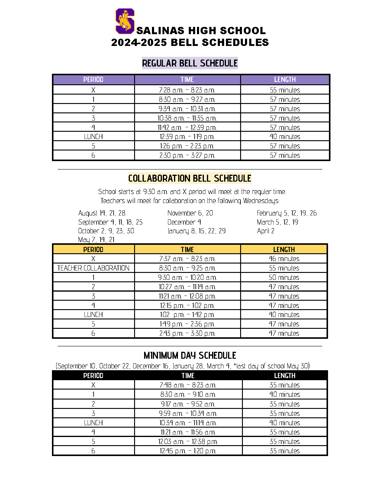 SHS Bell Schedule