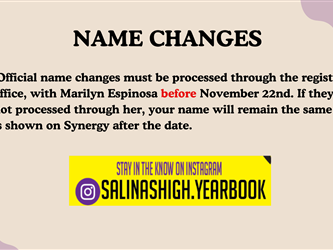 All name changes due by November 22, 2024